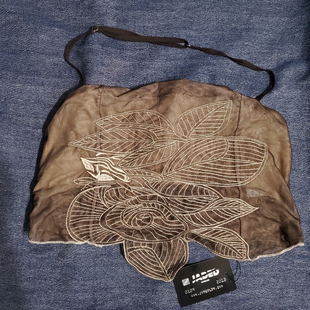 Jaded London | Rebirth Halter Mesh Corset Top Embroidered US 12 Brown - Picture 3 of 12